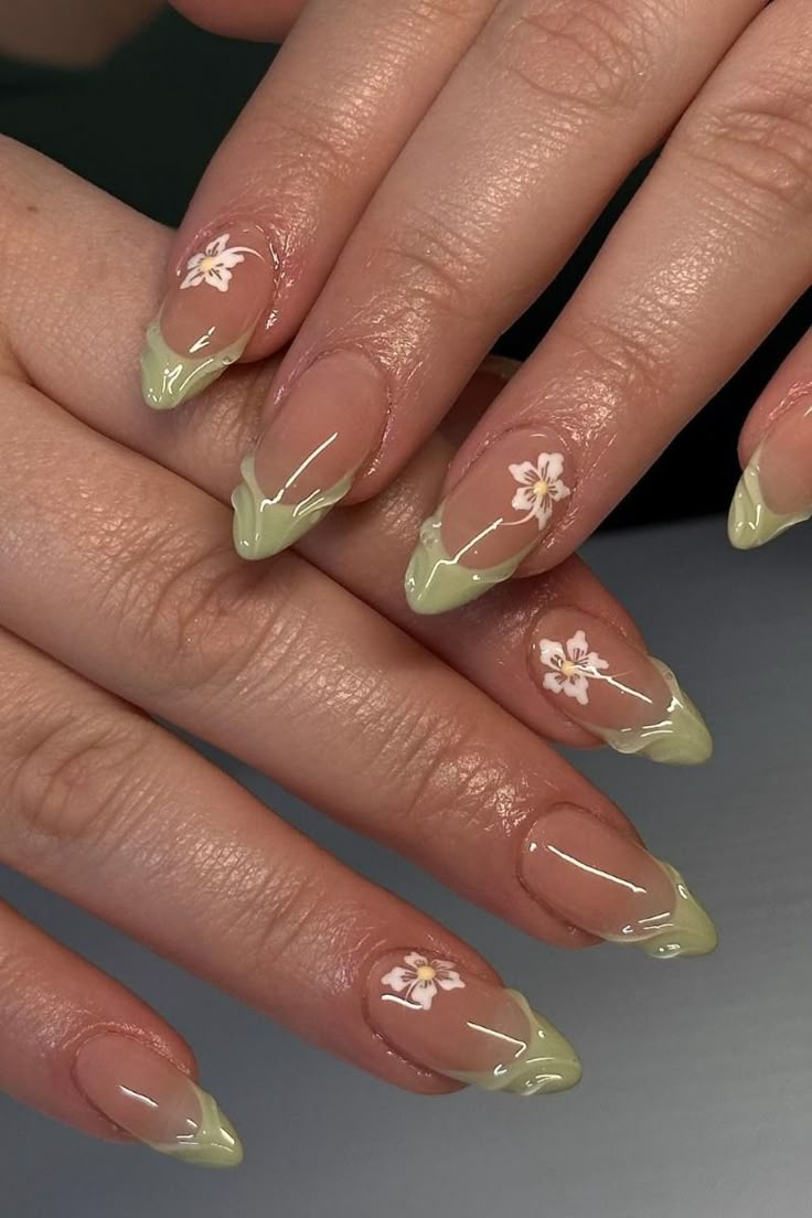 Green Tip with Floral Design